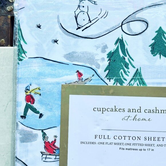 Cupcakes & Cashmere Christmas Tree Holiday Cotton Sheet Set - 4-pc FULL Size - Picture 2 of 7